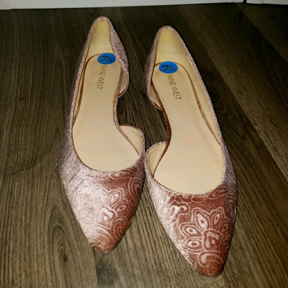 Nine West Pink Velvet Flats